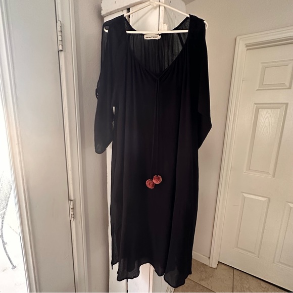 Johnny was calme black gauze tunic dress split sleeves fully lined. Size M - Picture 2 of 12